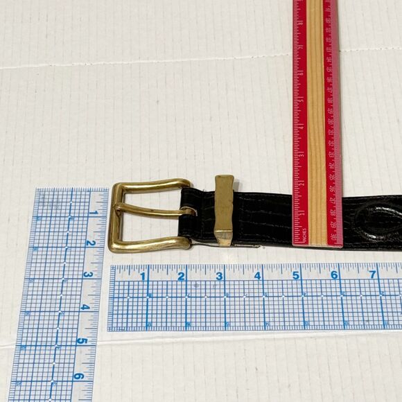 Guess Georges Marciano Vtg 90s Chunky Leather Belt Black Croc Emboss 3058 Sz M main image 6